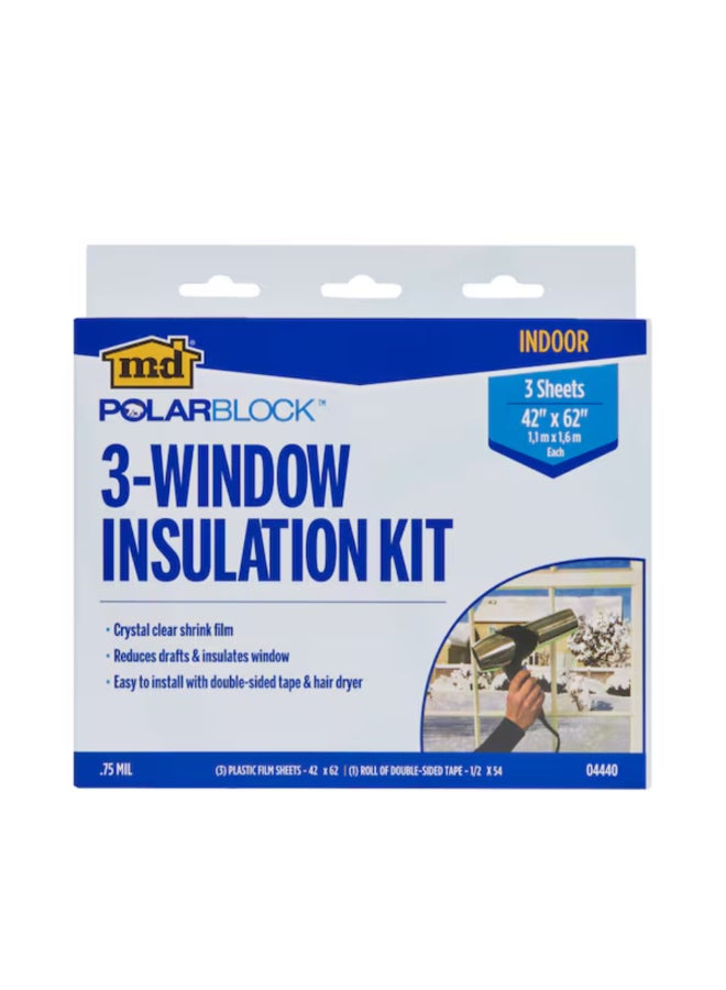 M-D Building Products Polar Block 3-Window Insulation Kit Clear 42 x 62 Inch 4440 - Image 1