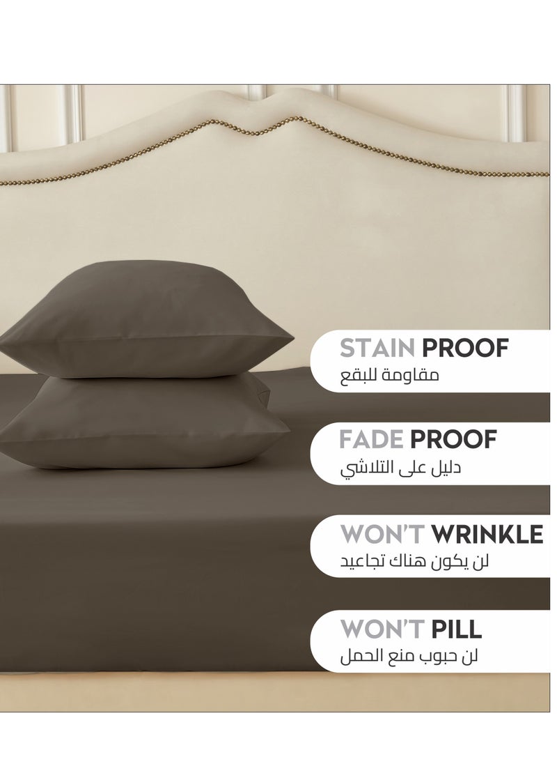 Donetella Bedding Fitted Sheet - Fits 180x200 Cm For King Bed - 3 Pcs (1 Fitted Sheet and 2 Pillowcases) - 35 Cm Deep Pocket - Solid Bed Sheet  - Image 4