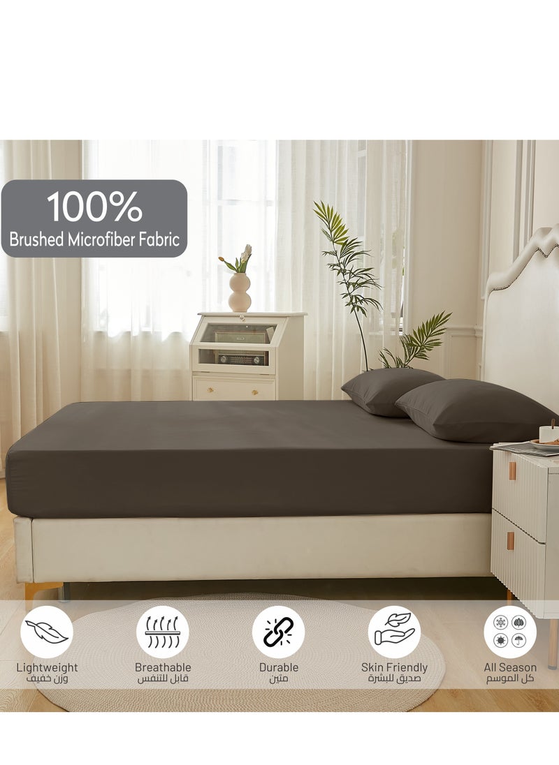 Donetella Bedding Fitted Sheet - Fits 180x200 Cm For King Bed - 3 Pcs (1 Fitted Sheet and 2 Pillowcases) - 35 Cm Deep Pocket - Solid Bed Sheet  - Image 5