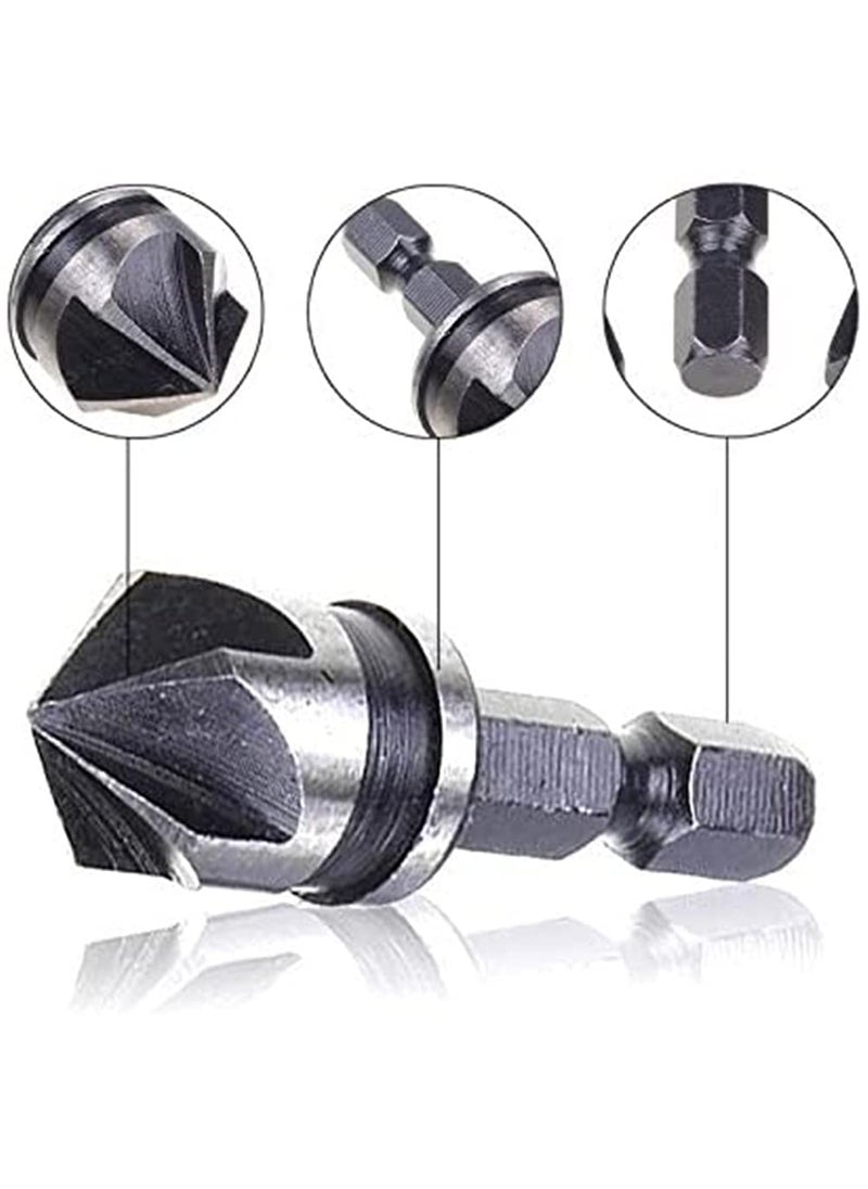 Hetkrishi - Hetkrishi Countersink Chamfer Drill Bit Set 12 16 19mm Hex Shank Power Drill Bit Bore Set for Wood Plastic And Soft Metal - Image 1
