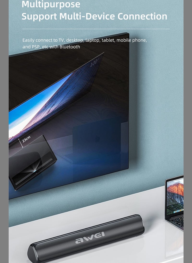 Awei 10W Bluetooth Speaker - Wireless speaker for PCs, laptops, TVs, smartphones, and tablets - Mini home theater with surround sound - Supports USB/AUX/TF card/TWS interconnect - Image 4