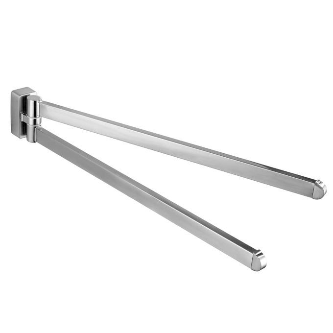 SWIVEL TOWEL BAR BRUSHED NICKELTWO ARMS WALL MOUNT TOWEL HANGER HOLDER FOR BATHROOM ORGANIZER