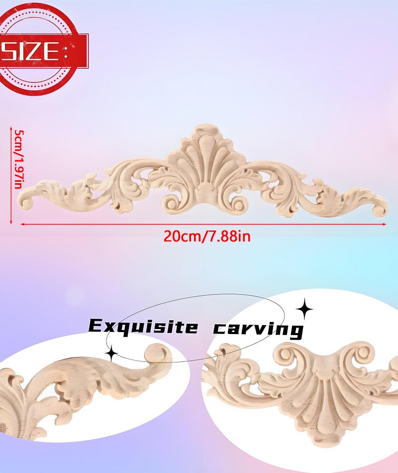 CartHome 6pcs Wood Carved Applique, Wall Moulding Panels for Wall Decor Long Mirror Ceiling Table Bed Cabinet Dresser Drawer, and Door Decoration, Wooden Frames for Wall Designs - Image 2