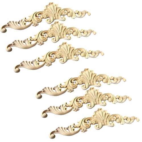 CartHome 6pcs Wood Carved Applique, Wall Moulding Panels for Wall Decor Long Mirror Ceiling Table Bed Cabinet Dresser Drawer, and Door Decoration, Wooden Frames for Wall Designs - Image 1