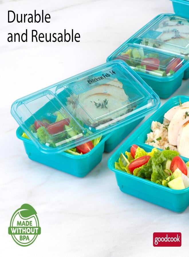GoodCook Meal Prep Rectangle Two Compartment 20-Piece, Teal, Made without BPA - Image 5