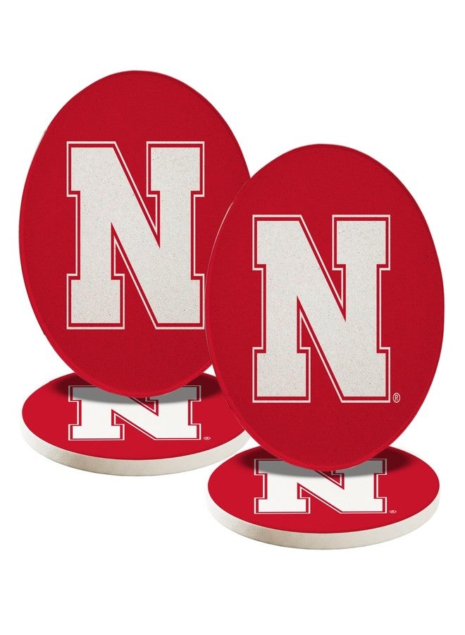 ديزرت كاكتوس قواعد أكواب سيراميك دائرية من جامعة نبراسكا بنقشة صبار الصحراء، عبوة من 4 قطع، قواعد أكواب ماصة للمشروبات من نوع Huskers GBR NU مع قاعدة من الفلين (التصميم أ) - Image 1