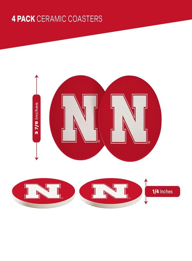 ديزرت كاكتوس قواعد أكواب سيراميك دائرية من جامعة نبراسكا بنقشة صبار الصحراء، عبوة من 4 قطع، قواعد أكواب ماصة للمشروبات من نوع Huskers GBR NU مع قاعدة من الفلين (التصميم أ) - Image 2