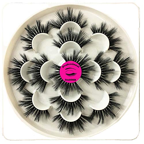 DAODER Lashes False Eyelashes 20MM Dramatic Look Faux Mink Wispy Long Fake Eye Lashes Pack for Women Daily Makeup 7 Pairs 6D 25mm Lashes - Image 1