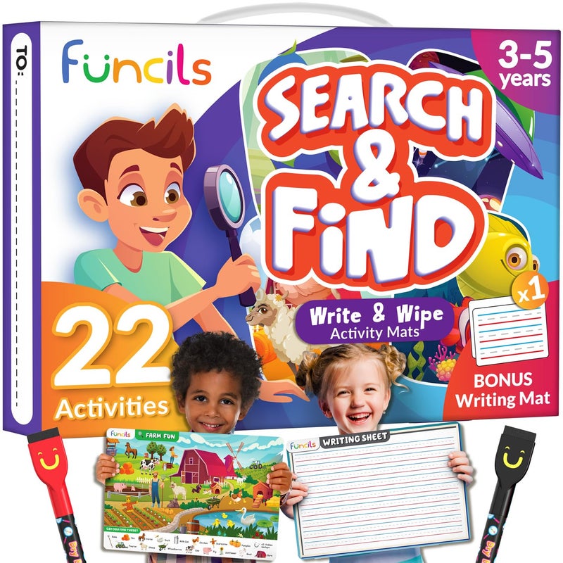 Funcils Search and Find for Kids Toddlers Preschool Learning Activity Book Art and Craft Supplies Seek Find Games Birthday Gifts for Girls Boys Educational Toys for Ages 3 4 5 6 Year Old - Image 3