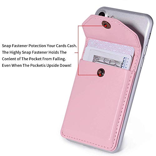YUNCE Cell Phone Leather Wallet Credit Card Holder Pocket Wallet Adhesive Phone Wallet & RFID Blocking Sleeve Pink Stick On Card Holder Universally fits Most Cell Phones &Cases - Image 4