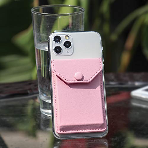 YUNCE Cell Phone Leather Wallet Credit Card Holder Pocket Wallet Adhesive Phone Wallet & RFID Blocking Sleeve Pink Stick On Card Holder Universally fits Most Cell Phones &Cases - Image 2