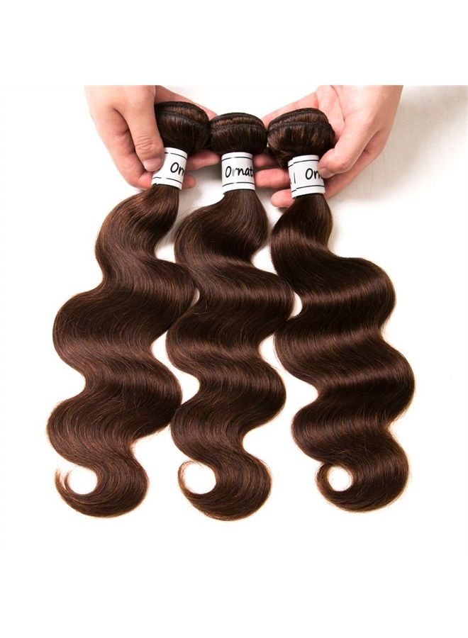 Ornate Hair Light Brown Bundles Human Hair Brazilian Body Wave Bundles 100% Unprocessed Virgin Remy Human Hair Weave Extensions 9A Grade 3 Bundles 100g/bundle (16 18 20 Inch, 4# Body Wave)  - Image 1