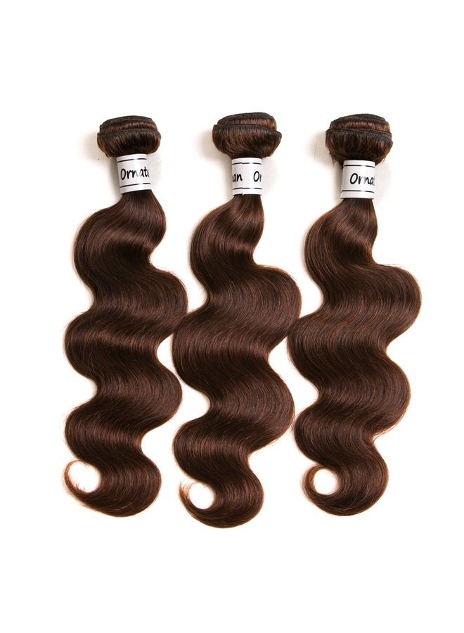 Ornate Hair Light Brown Bundles Human Hair Brazilian Body Wave Bundles 100% Unprocessed Virgin Remy Human Hair Weave Extensions 9A Grade 3 Bundles 100g/bundle (16 18 20 Inch, 4# Body Wave)  - Image 5