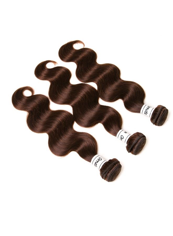 Ornate Hair Light Brown Bundles Human Hair Brazilian Body Wave Bundles 100% Unprocessed Virgin Remy Human Hair Weave Extensions 9A Grade 3 Bundles 100g/bundle (16 18 20 Inch, 4# Body Wave)  - Image 4