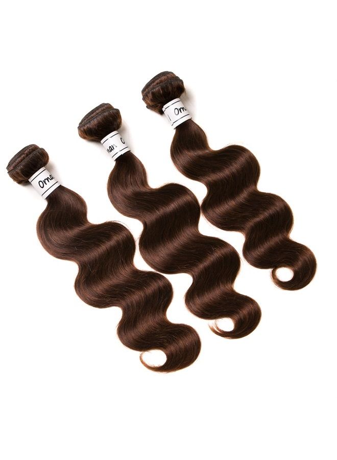 Ornate Hair Light Brown Bundles Human Hair Brazilian Body Wave Bundles 100% Unprocessed Virgin Remy Human Hair Weave Extensions 9A Grade 3 Bundles 100g/bundle (16 18 20 Inch, 4# Body Wave)  - Image 3