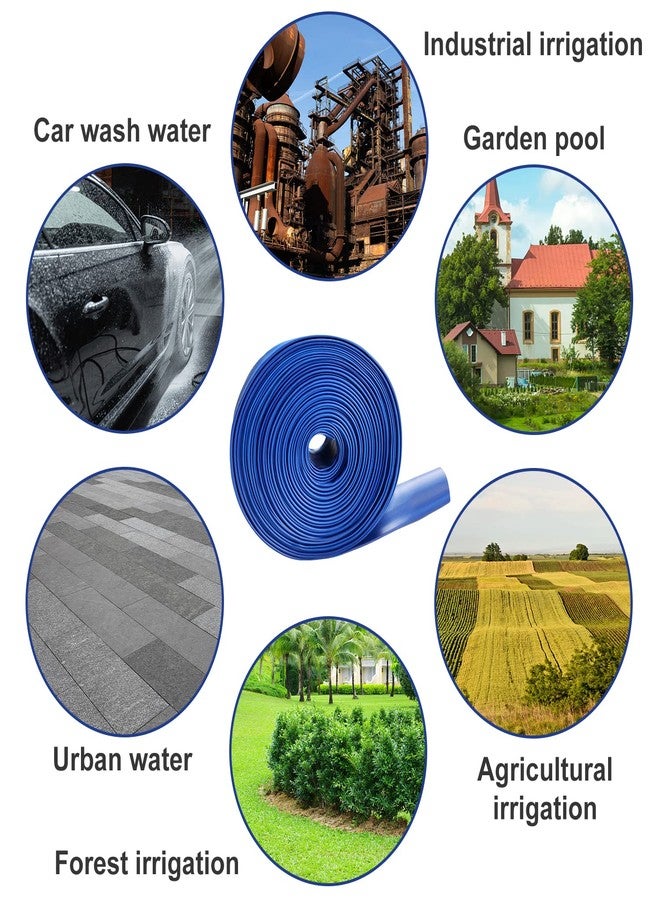 YASHINE PVC HOSE 1-1/2"*50ft,Pool Backwash Hose,Heavy Duty Reinforced Blue PVC Lay Flat Water,For Swimming Drain Pools and Clean Filters,with 2 Clamp - Image 5