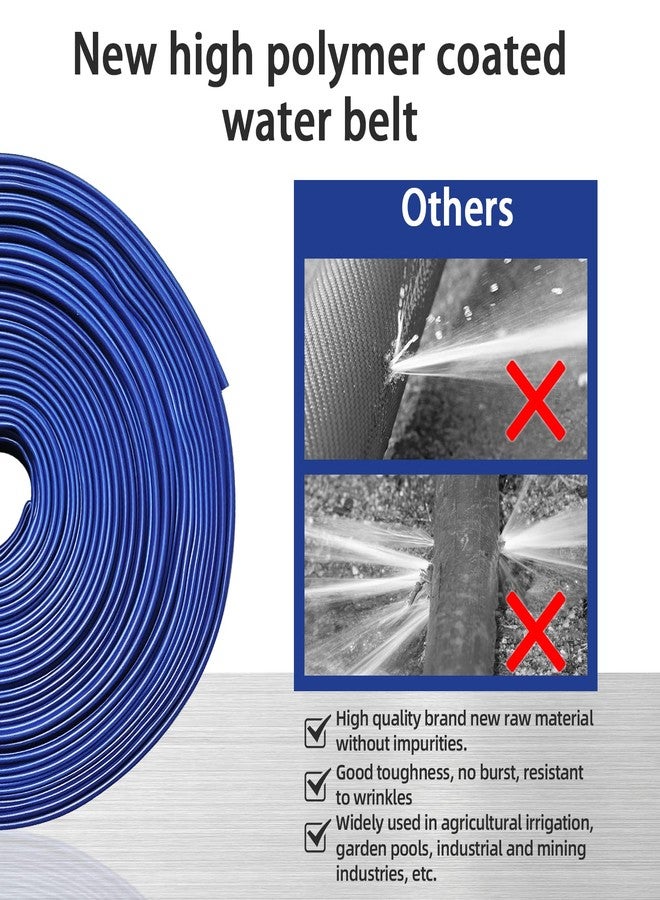 YASHINE PVC HOSE 1-1/2"*50ft,Pool Backwash Hose,Heavy Duty Reinforced Blue PVC Lay Flat Water,For Swimming Drain Pools and Clean Filters,with 2 Clamp - Image 4