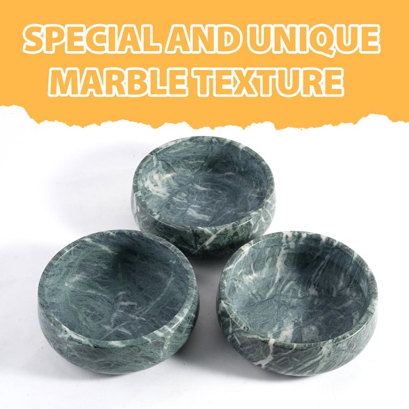 Karibiber Natural Marble Dog Bowl, 5lbs Non-Slip Cat and Dog Food Bowl Dish, Non-Tipping Weighted Puppy Pet Dish, Durable Food and Water Bowls, Easy to Clean, Holds 4 Cups(Indian Green) - Image 3