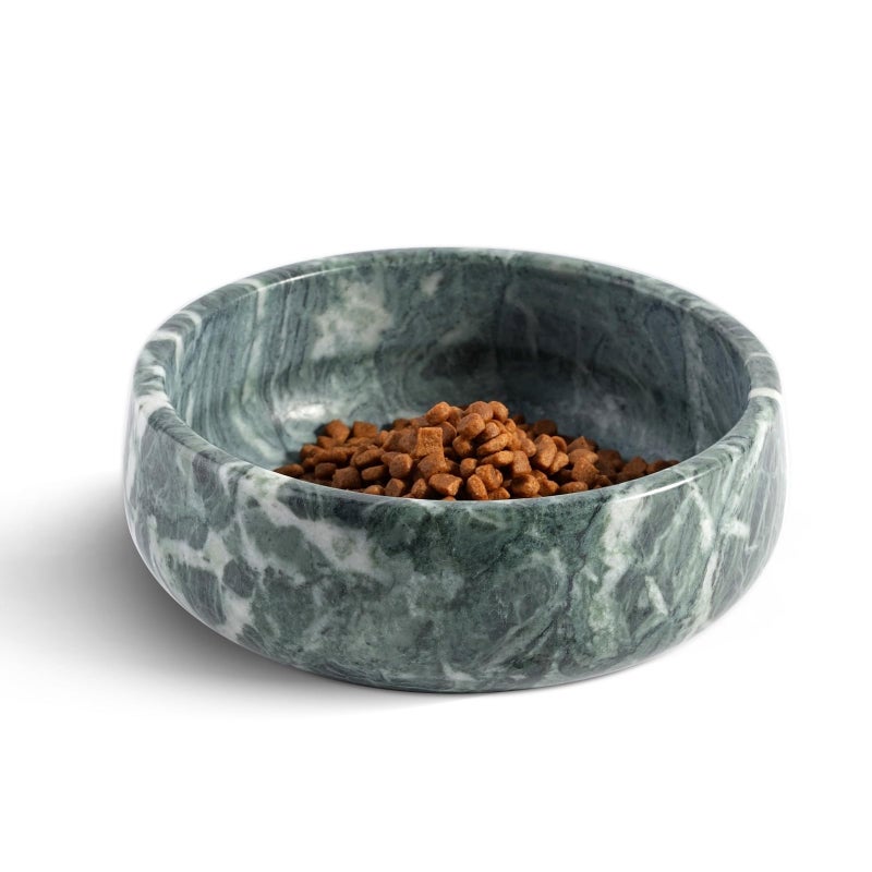 Karibiber Natural Marble Dog Bowl, 5lbs Non-Slip Cat and Dog Food Bowl Dish, Non-Tipping Weighted Puppy Pet Dish, Durable Food and Water Bowls, Easy to Clean, Holds 4 Cups(Indian Green) - Image 1