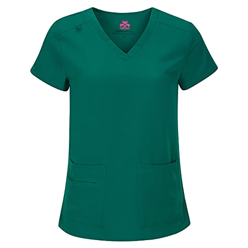 Natural Uniforms Women's Cool Stretch V-Neck Top and Cargo Pant Set (True Hunter Green, Large) - Image 2