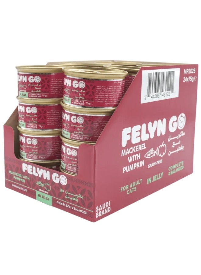Felyn Go Mackerel with Pumpkin in Jelly Cat Food 6 x75g – Complete & Balanced Grain-Free Wet Meal - Image 3