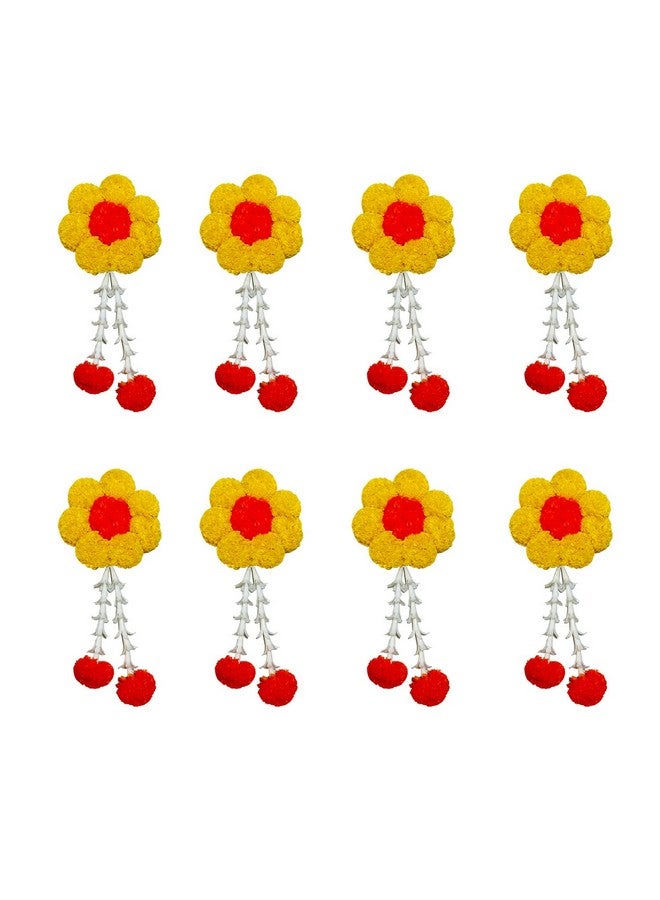 S2S Artificial Lilly Flowers Decoration at Home | Wedding Decorations, Event Decor | Easy Simple Backdrop - (Orange & Yellow Lilly) (Pack of 8 Pcs)