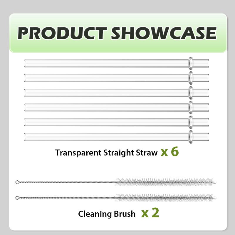 Ullnosoo Straws for YETI, 6 pcs Reusable Tumbler Replacement for YETI Straw Lids, 9 inch Plastic Clear Drinking Straws Set with 2 Cleaning Brushes - Image 5