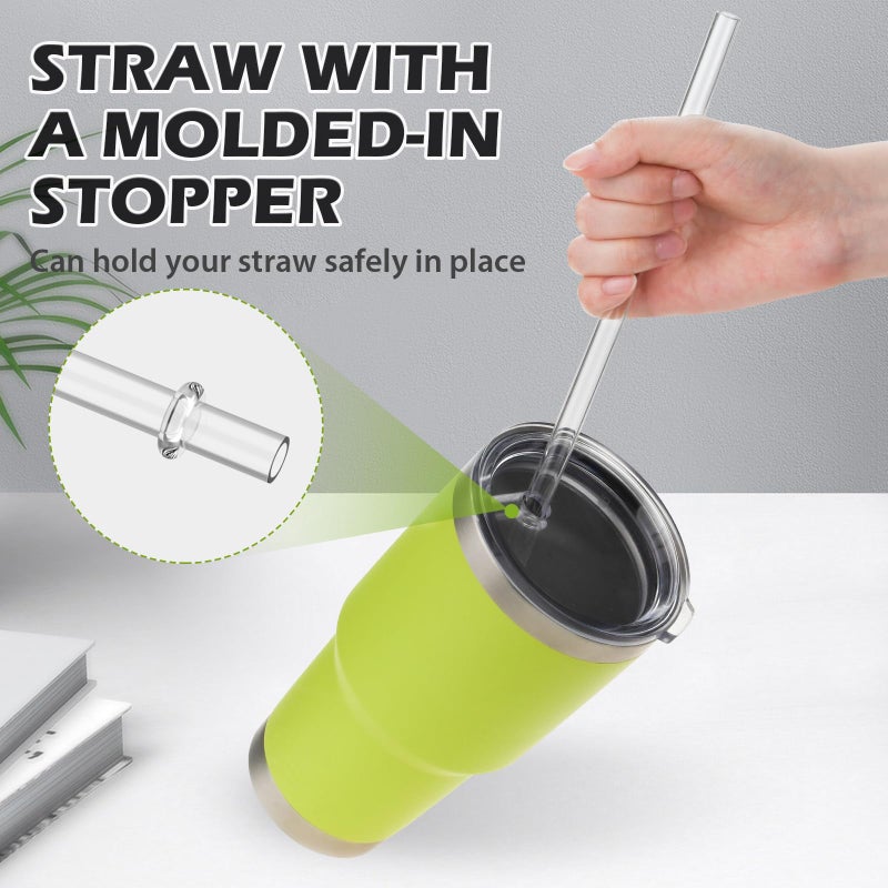 Ullnosoo Straws for YETI, 6 pcs Reusable Tumbler Replacement for YETI Straw Lids, 9 inch Plastic Clear Drinking Straws Set with 2 Cleaning Brushes - Image 3