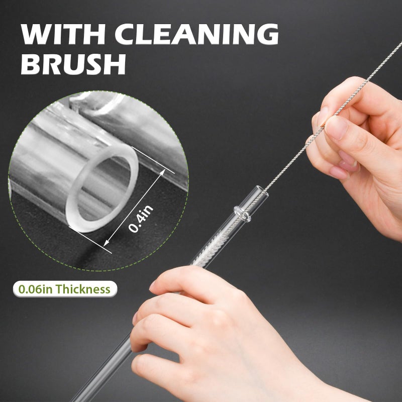 Ullnosoo Straws for YETI, 6 pcs Reusable Tumbler Replacement for YETI Straw Lids, 9 inch Plastic Clear Drinking Straws Set with 2 Cleaning Brushes - Image 4