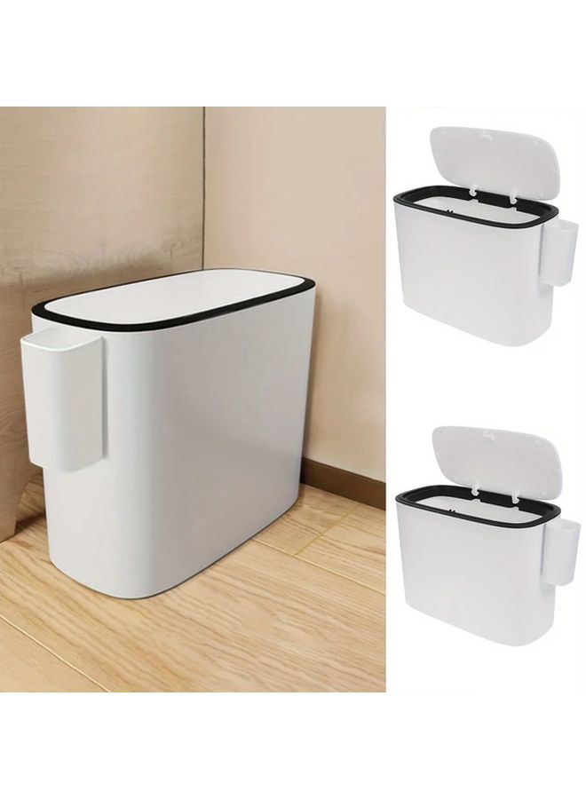 1pc Large Capacity Slim Trash Can With Lid For Kitchen Bathroom Gap - Image 4