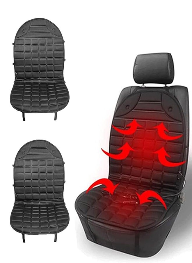 2 Pieces Heated Car Seat Cover Seat Cushion with Adjustable Thermostat, Fast Heating, Comfortable Grid Design, Universal Fit for Cars – 12V - Image 1