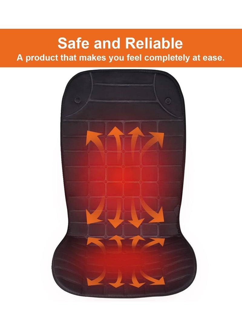 2 Pieces Heated Car Seat Cover Seat Cushion with Adjustable Thermostat, Fast Heating, Comfortable Grid Design, Universal Fit for Cars – 12V - Image 3