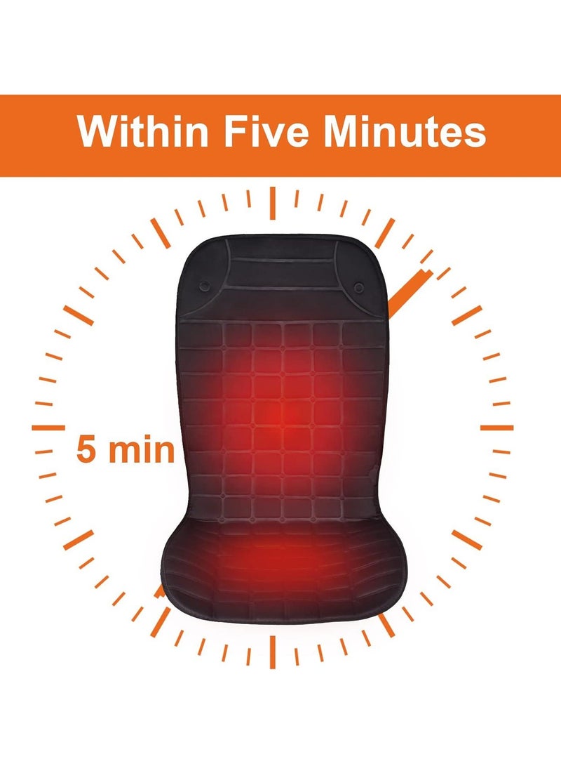 2 Pieces Heated Car Seat Cover Seat Cushion with Adjustable Thermostat, Fast Heating, Comfortable Grid Design, Universal Fit for Cars – 12V - Image 4