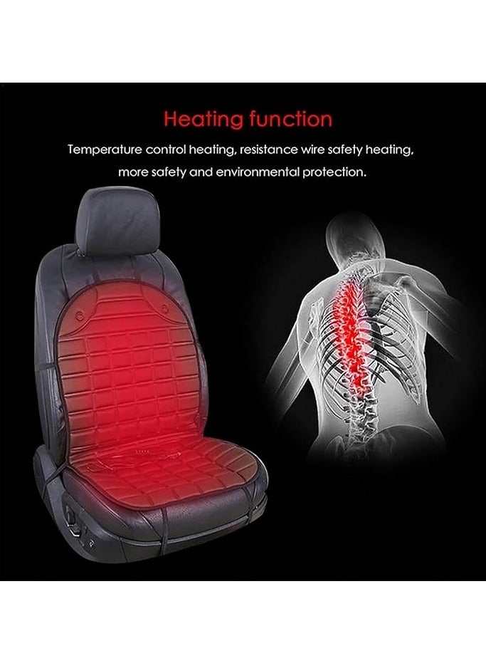 2 Pieces Heated Car Seat Cover Seat Cushion with Adjustable Thermostat, Fast Heating, Comfortable Grid Design, Universal Fit for Cars – 12V - Image 5