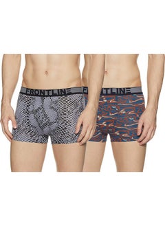 RUPA Rupa Men's Cotton Standard Printed Trunks (Color & Print May Vary) (Pack of 2) (Frontline MiniPrinted Assorted_095) 