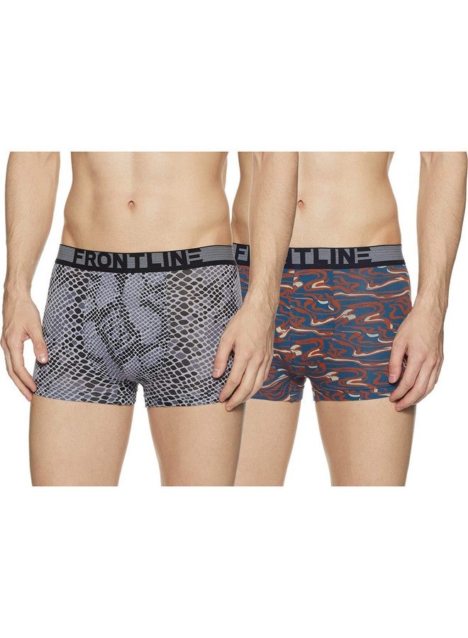 Rupa Men's Cotton Standard Printed Trunks (Color & Print May Vary) (Pack of 2) (Frontline MiniPrinted Assorted_095)