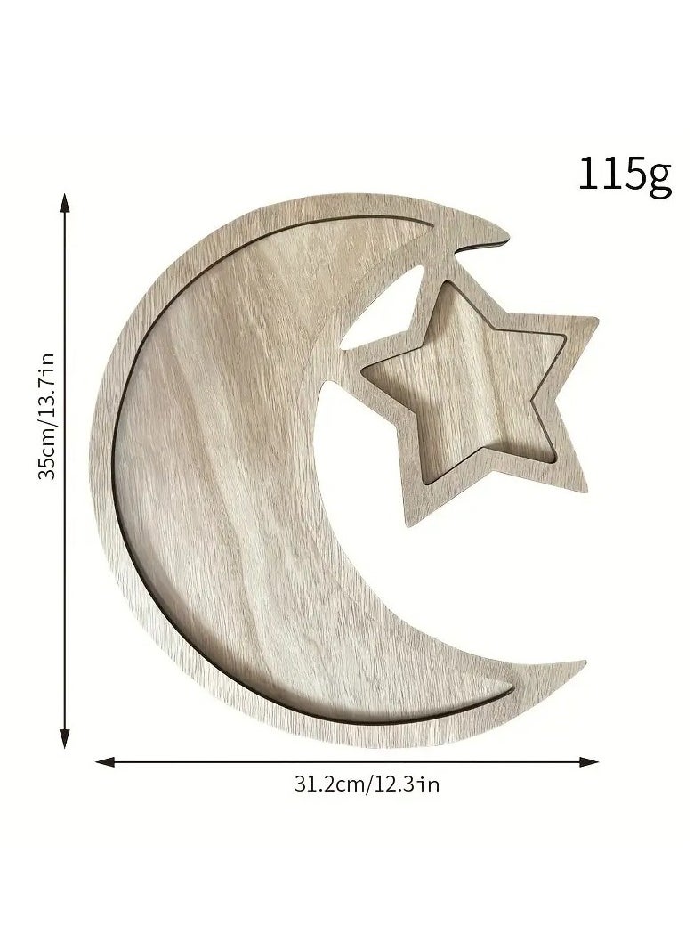 Home Care 1pc Exquisite Stars and Moon Wooden Ornaments - Decorative Room Accents for Ramadan and Eid Al-Fitr Celebrations, Birthday Parties, and Holiday Decorations - Handcrafted Wooden Crafts for Unique Gift Ideas and Home Decor Enhancement 31.2X35 cm  - Image 2