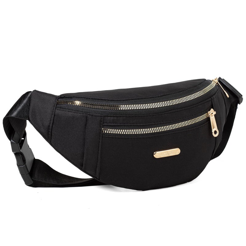 Dorras Fanny Packs Crossbody Bag for Women, Waist Pack Jogging Pouch Belt Bag for Outdoors Traveling Hiking - Black - Image 3