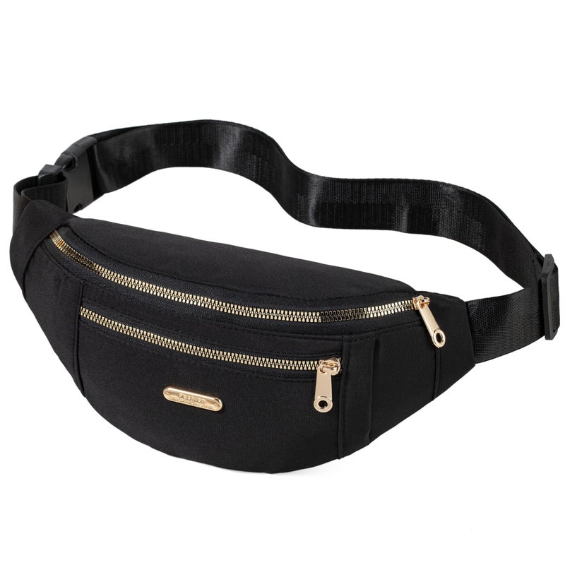 Dorras Fanny Packs Crossbody Bag for Women, Waist Pack Jogging Pouch Belt Bag for Outdoors Traveling Hiking - Black - Image 2