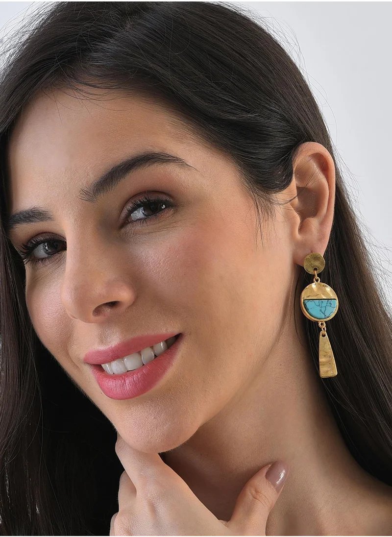 SOHI Dented Drop Earrings