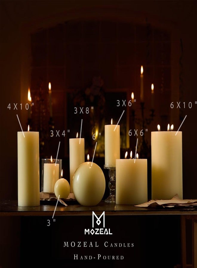 MOZEAL 3" x 4" Hand-Poured Unscented Candle,Dripless Pillar Candle Set of 3,Long Clean Burning,Approx 72 Hours Burn Time,Rustic Country Style,Wedding,Dinner,Christmas and Home Decor,Ivory - Image 3