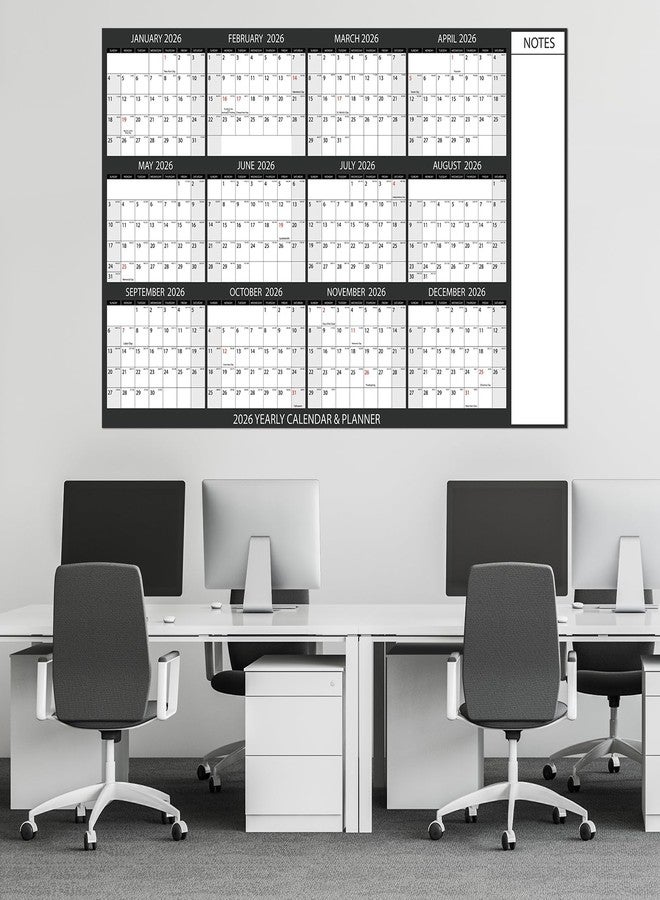 gisgfim 2026 Jumbo Oversized Wall Calendar 58x37in Wet Dry Erase 12 Month Annual Yearly Extra Large Wall Planner Gray Laminated Paper Wall Calendar with Note for School Home Office Planning,Cut into 3pcs - Image 5