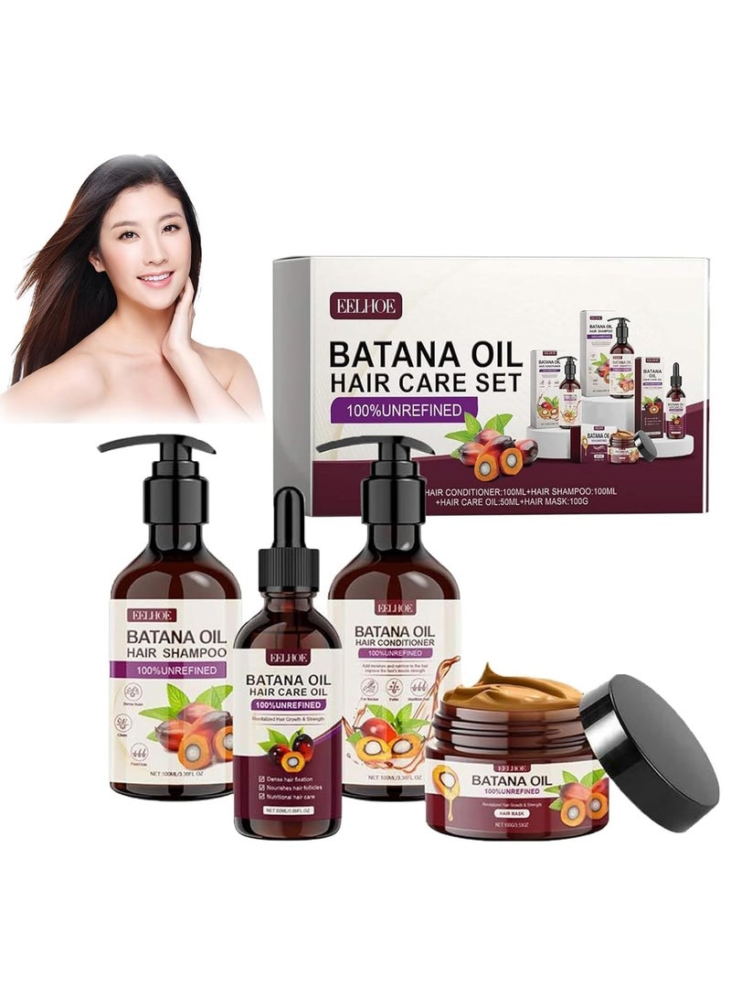 EELHOE Batana Oil Volumizing Shampoo And Conditioner Set, Hair Care Repairs Anti-frizz, Deep Nourishes Scalp, Smooth Hair Travel Set Include Shampoo Conditioner Hair Mask Hair Oil (4pcs) - Image 1