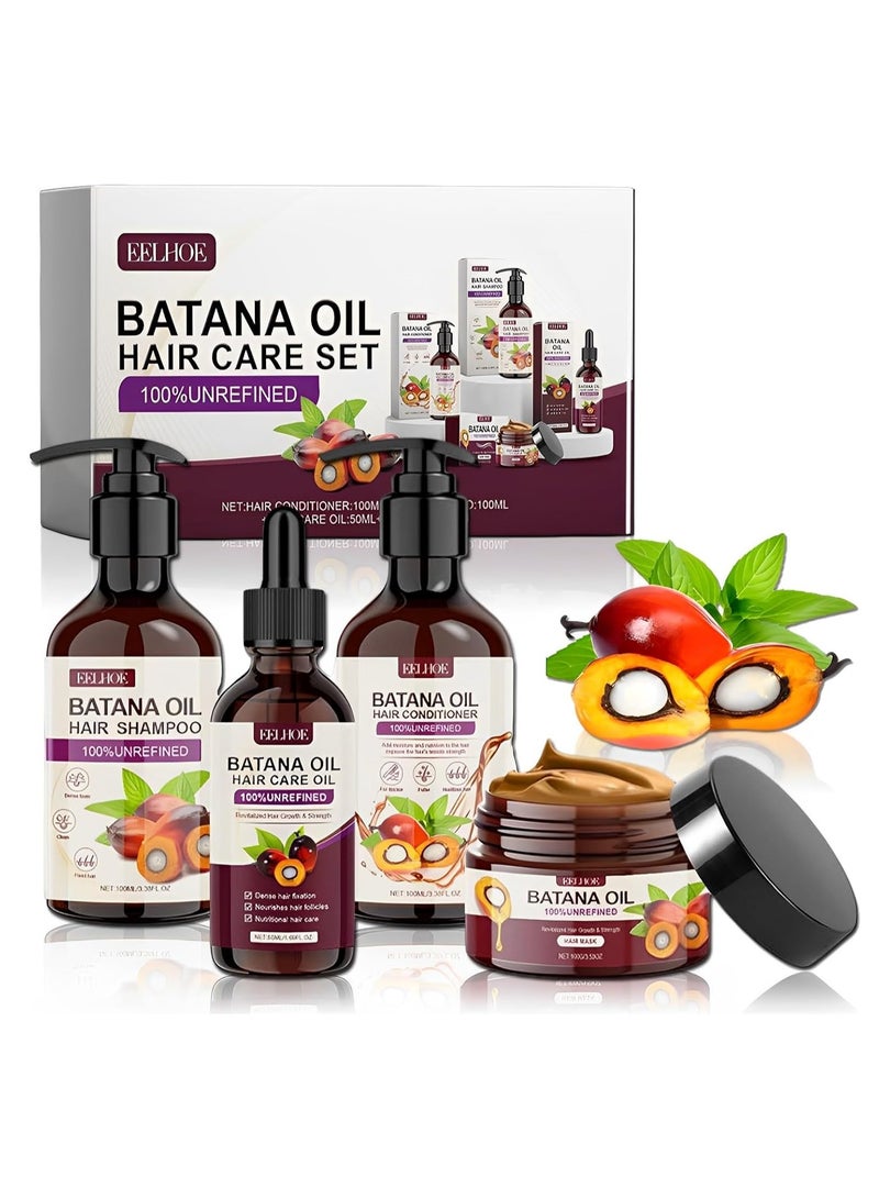 EELHOE Batana Oil Volumizing Shampoo And Conditioner Set, Hair Care Repairs Anti-frizz, Deep Nourishes Scalp, Smooth Hair Travel Set Include Shampoo Conditioner Hair Mask Hair Oil (4pcs) - Image 2