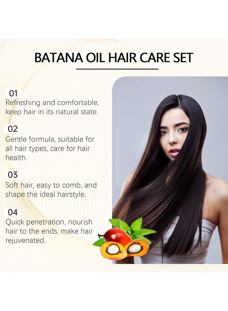 EELHOE Batana Oil Volumizing Shampoo And Conditioner Set, Hair Care Repairs Anti-frizz, Deep Nourishes Scalp, Smooth Hair Travel Set Include Shampoo Conditioner Hair Mask Hair Oil (4pcs) - Image 4