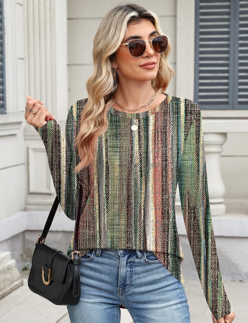 TCOT Women Tops and Blouses Spring Long Sleeve Crew Neck Business Casual Tunic Multiple Color Pullover Shirts M - Image 2