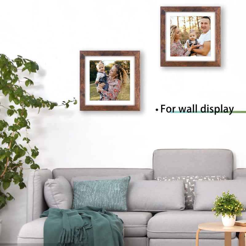 Ndufoa 10X10 Picture Frame  Display Photos 8X8 With Mat Or 10X10 Without Mat  Poster Frame For Wall And Tabletop  Brown - Image 4