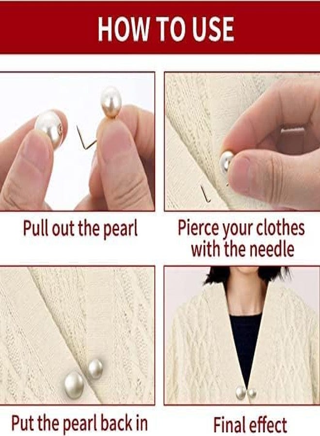 ZANOTTRA 6 Pieces Artificial Pearl Brooch Pins, Anti-Exposure Neckline Safety Pins Sweater Shawl Clips for Women Girls Wedding Party Decorations, Saree Brooch for Women Stylish (2 Styles) - Image 3