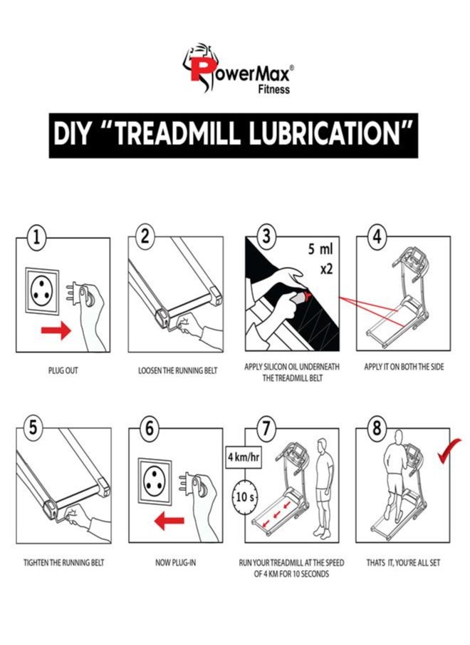 Fitness® Pms-500 Multi-Purpose 100% Pure Silicone Treadmill Lubricant, Full Belt Width Lubrication, No Odor & No Propellants, Nozzle Cap For Easy Application For All Treadmills