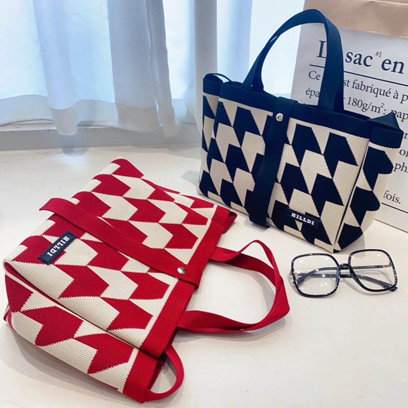 Autumn New Korean Style Niche Design Houndstooth Shoulder Bag Tote Bag Casual All-Match Hand Bag Crossbody Bag - Image 3